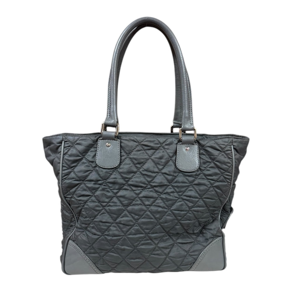 CHANEL Paris New York Line Coco Mark Tote Bag Nylon Gray Women's