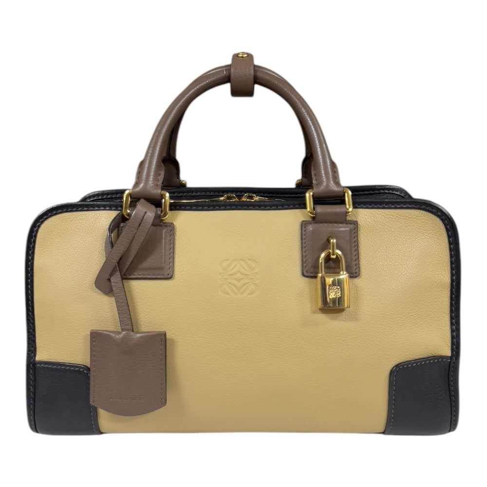 LOEWE ロエベ アマソナ28 ハンドバッグ レザー ベージュ レディース