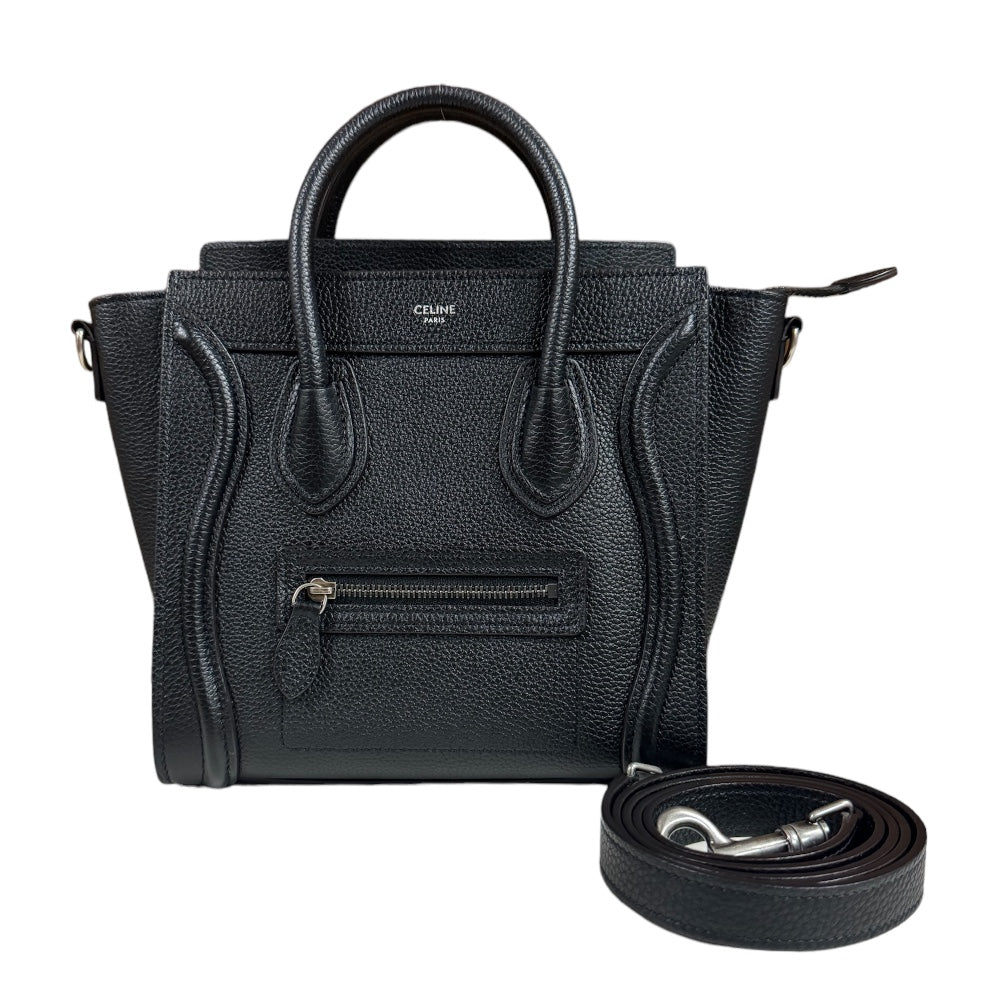 CELINE セリーヌ ラゲージナノ ショルダーバッグ レザー ブラック 