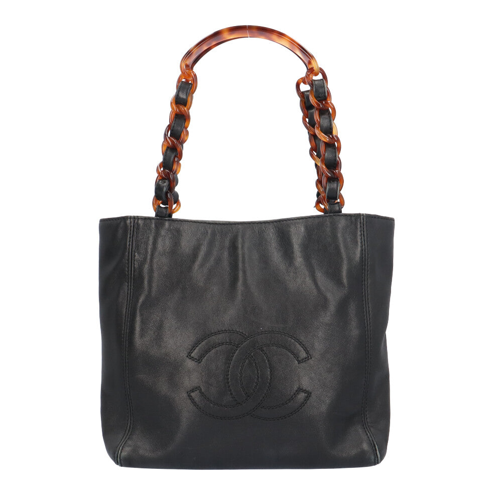 CHANEL シャネル ココマーク ハンドバッグ ラムスキン ブラック