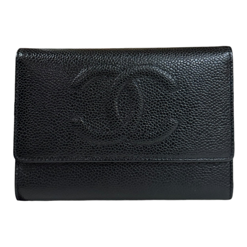 【美品✨早い者勝ち】シャネル ココマーク 三つ折 財布 CHANEL シャネル ココマーク ロゴ ココボタン 三つ折財布 レザー