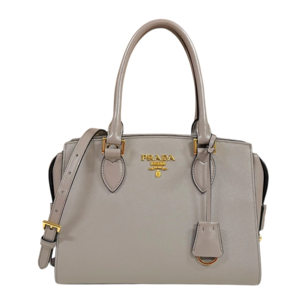 PRADA プラダ サフィアーノ ショルダーバッグ レザー グレー
