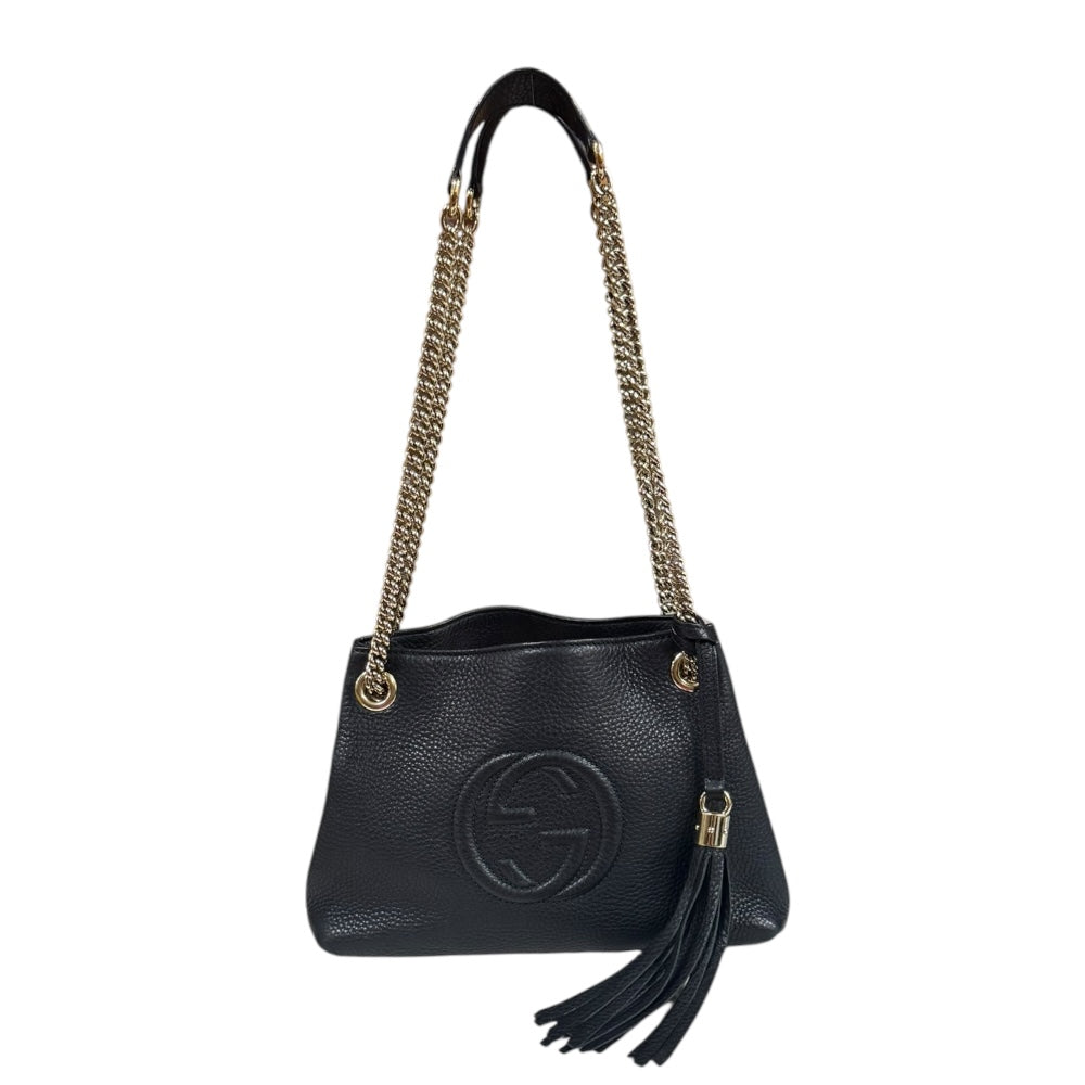 GUCCI グッチ ソーホー ショルダーバッグ レザー ブラック レディース 