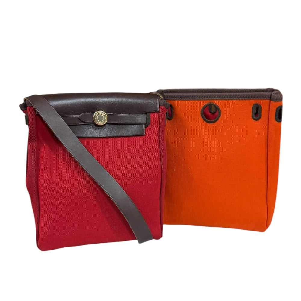 HERMES エルメス エールバッグTPM ショルダーバッグ キャンバス レッド