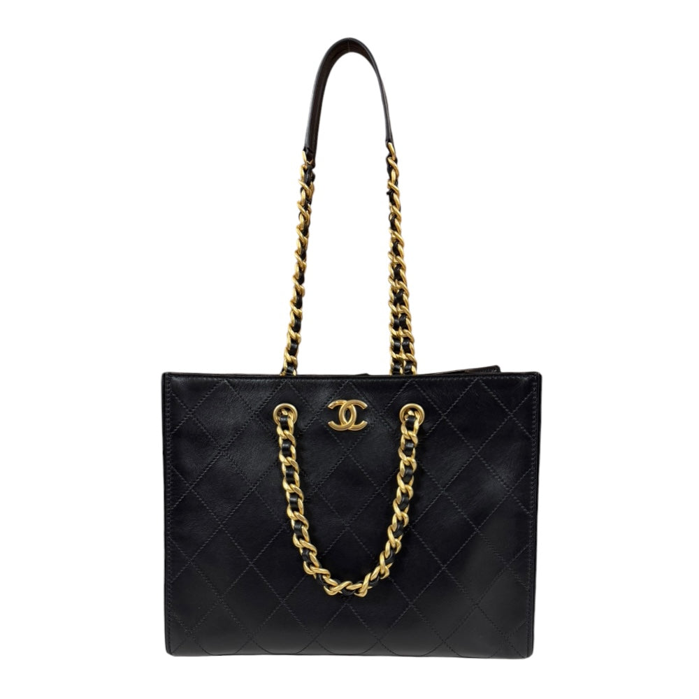 CHANEL シャネル　レザートートバッグ　極美品 CHANEL シャネル トートバッグ レザー ブラック レディース 中古