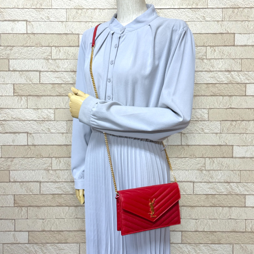 SAINT LAURENT サンローラン エンベロープ ショルダーバッグ レザー 