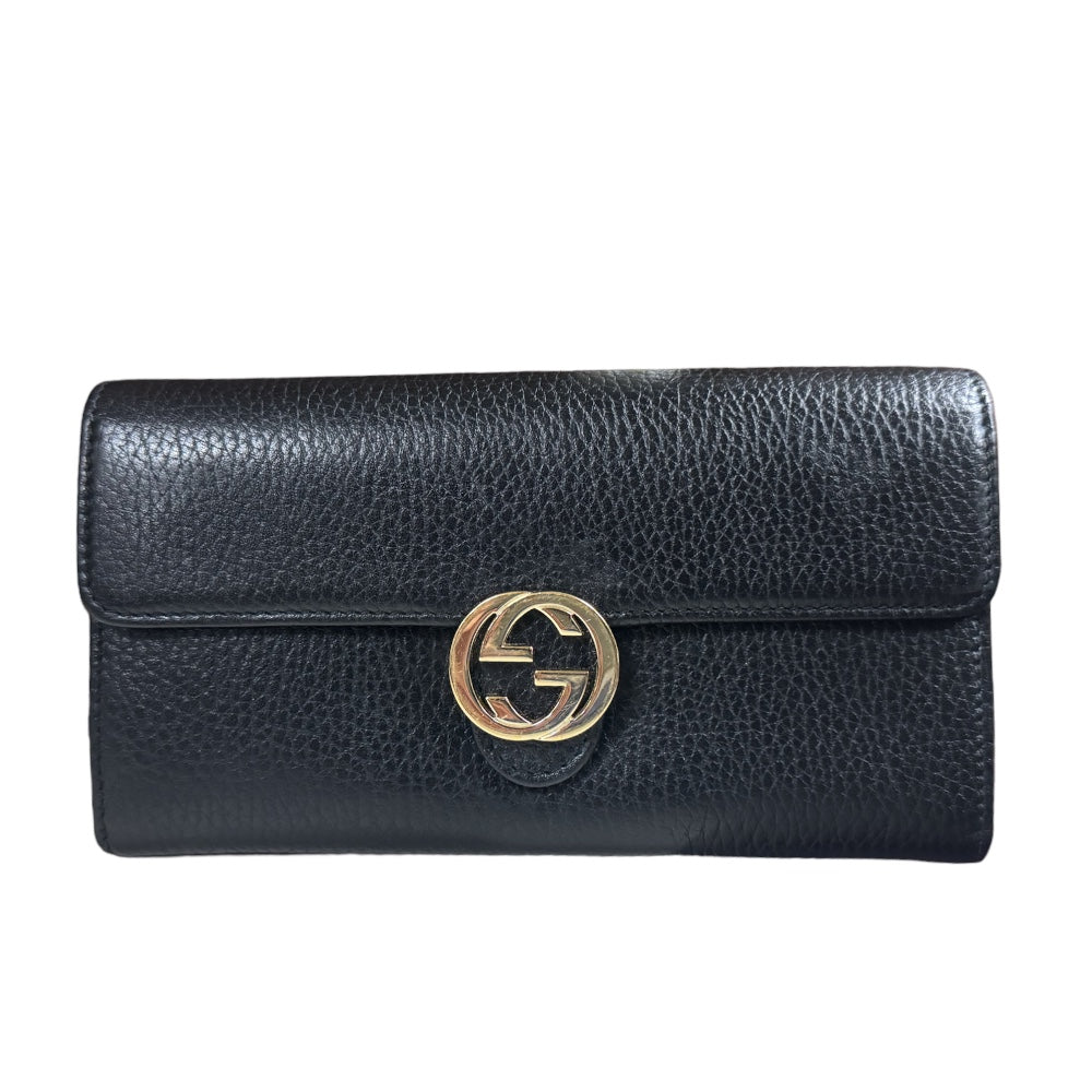 GUCCI グッチ インターロッキングG 長財布 レザー メンズ 中古 15%オフ