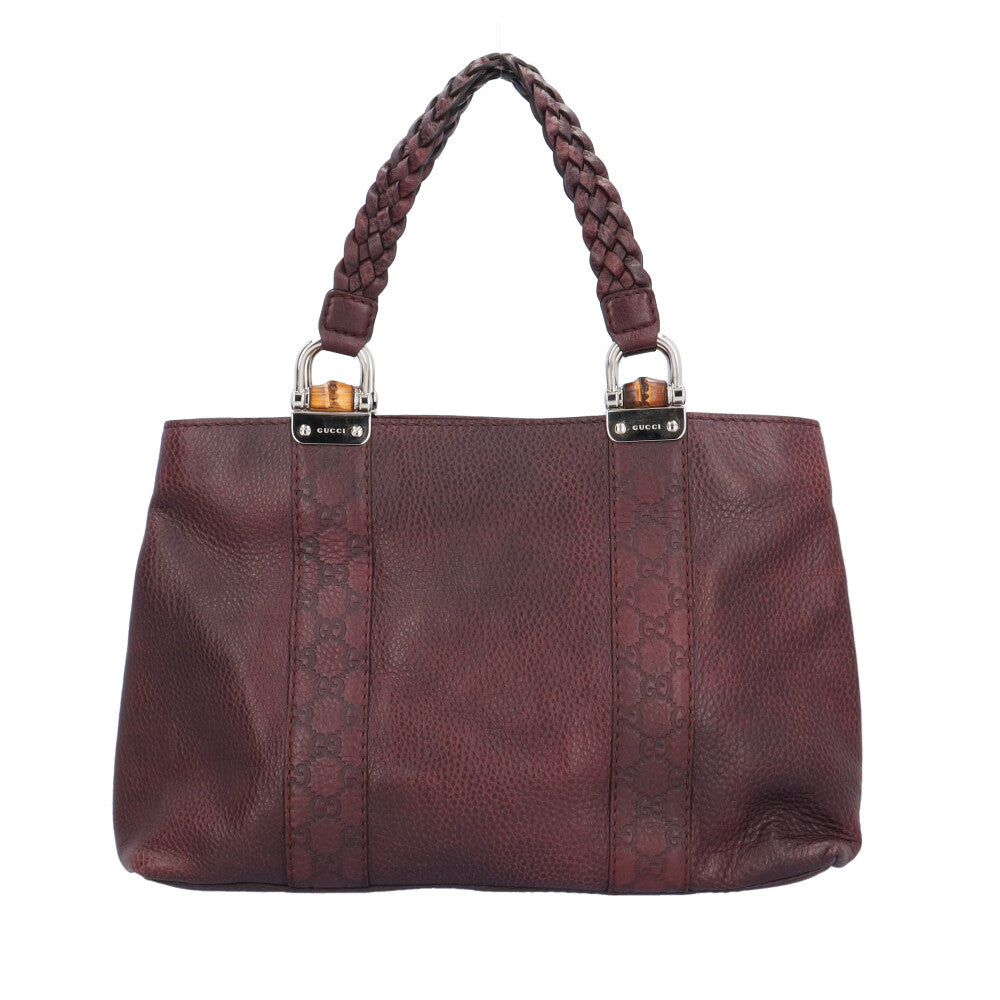 GUCCI グッチ バンブー トートバッグ レザー レッド レディース 中古