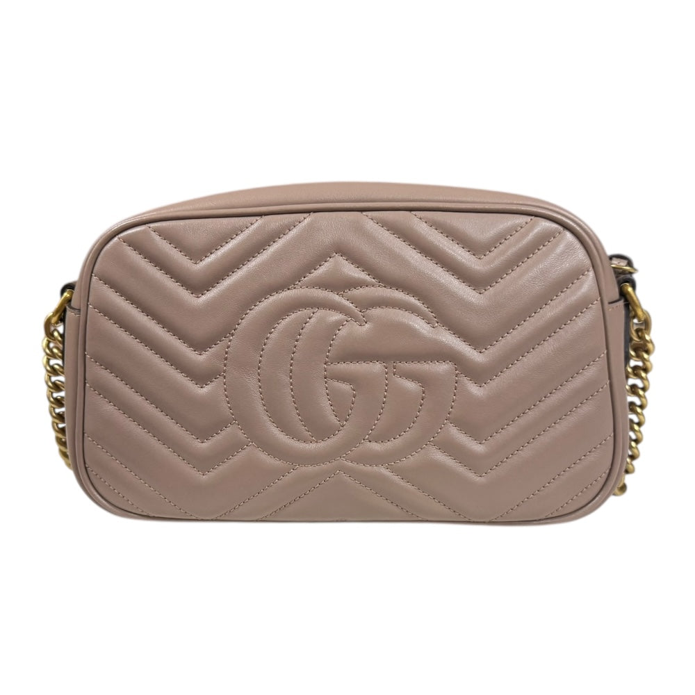 GUCCI グッチ GGマーモント ショルダーバッグ レザー ベージュ 