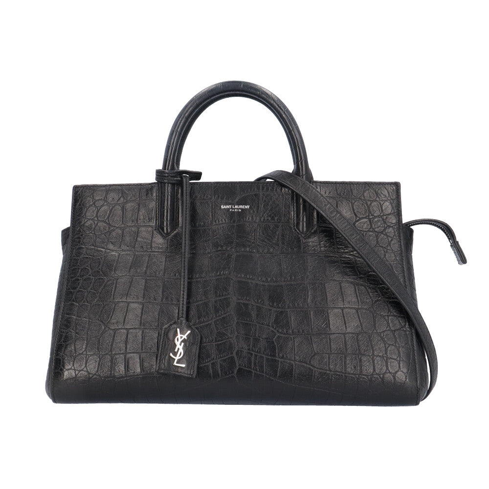 SAINT LAURENT サンローラン クロコ調 カバ・リヴゴーシュ ショルダー
