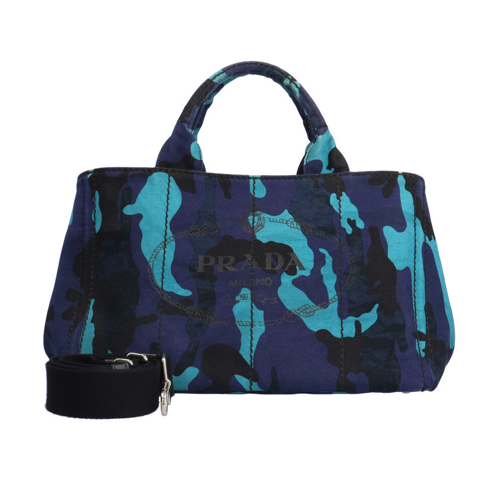 PRADA プラダ カナパトートM ショルダーバッグ キャンバス ブルー ユニ