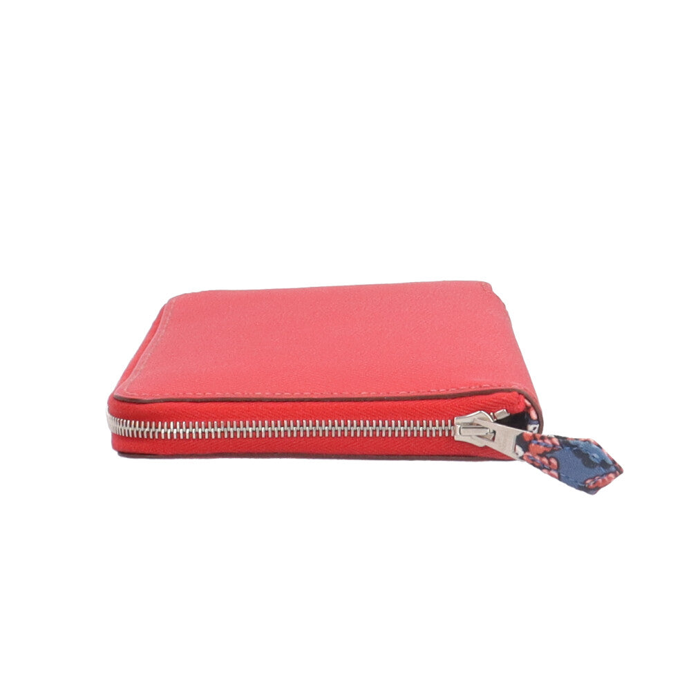極美品◇HERMES アザップロング シルクイン レッド 長財布 □R刻印