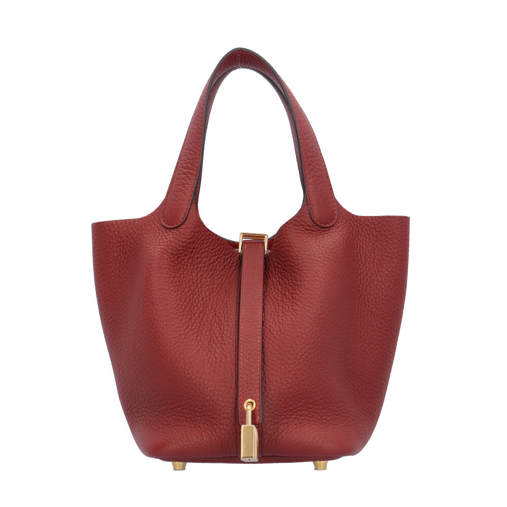 HERMES エルメス ピコタンロックPM ハンドバッグ レザー レッド
