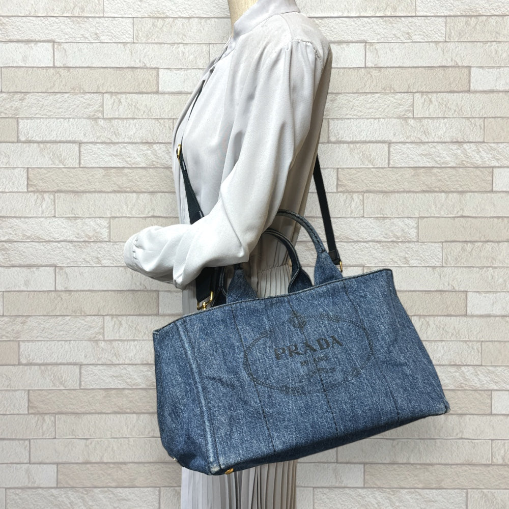 PRADA Prada Kanapa Coulder Bag Denim Blue Ladies Used – 【公式