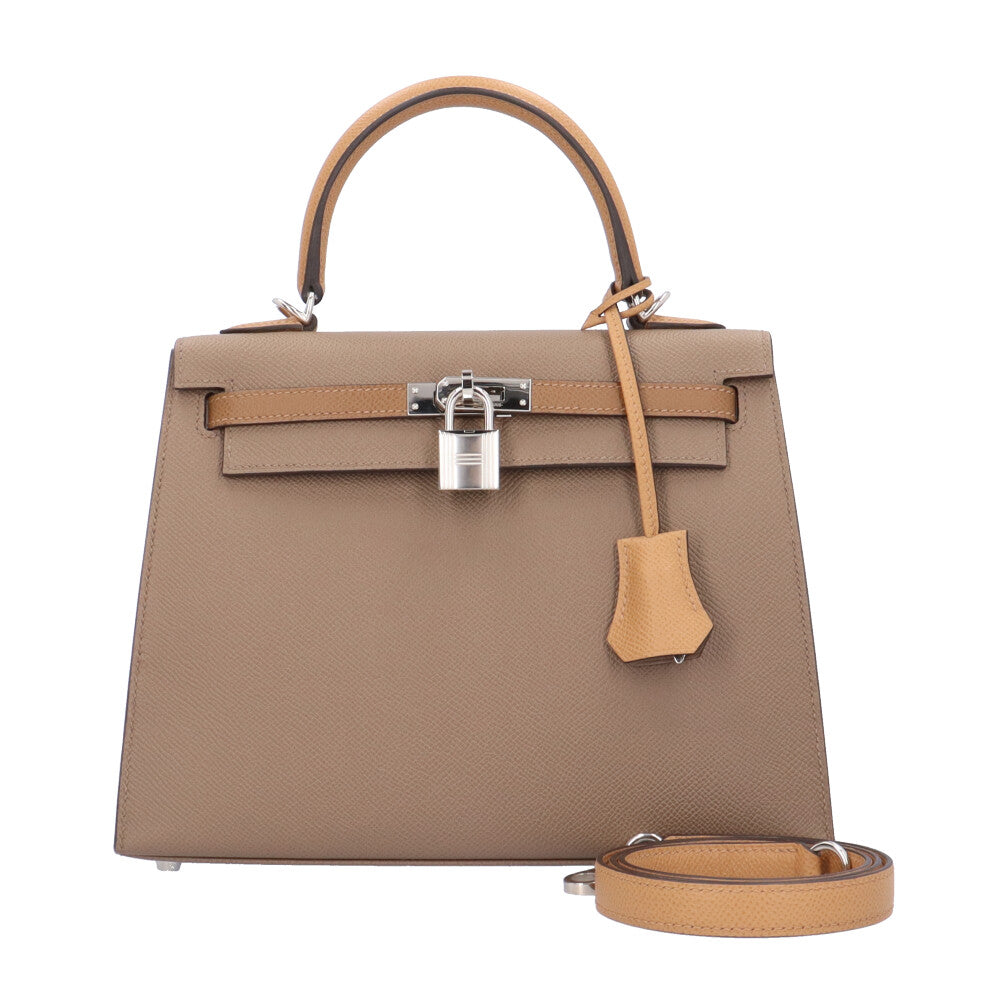 HERMES Hermes Tricolor Kelly 25 Shoulder Bag Veau Epsom Brown