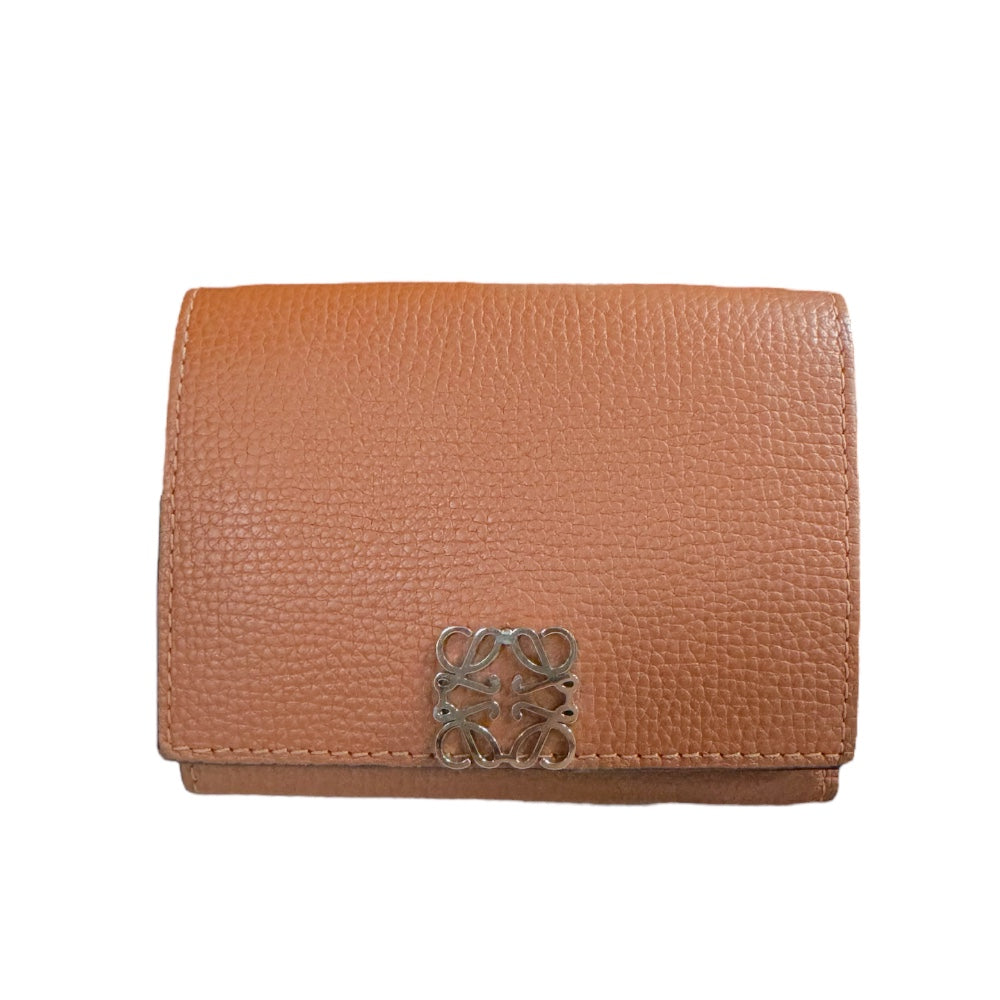 ロエベ　三つ折り財布　トライフォールドウォレット　ブラウン　アナグラム LOEWE 中古 ロエベ 三折財布 レディース ブランド アナグラム