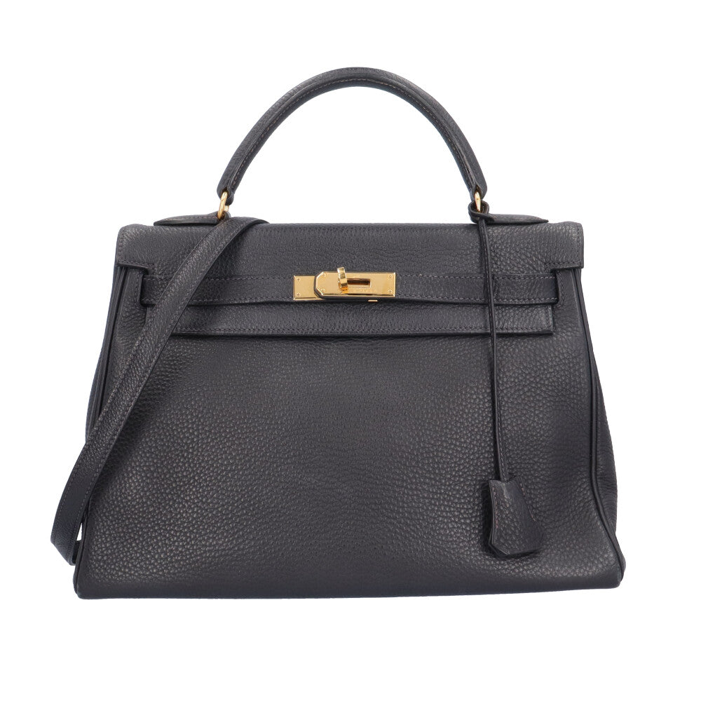エルメス ケリー32 内縫い ショルダーバッグ フィヨルド ネイビー レディース HERMES  中古 HERMES エルメス ケリー32 内縫い ショルダーバッグ フィヨルド