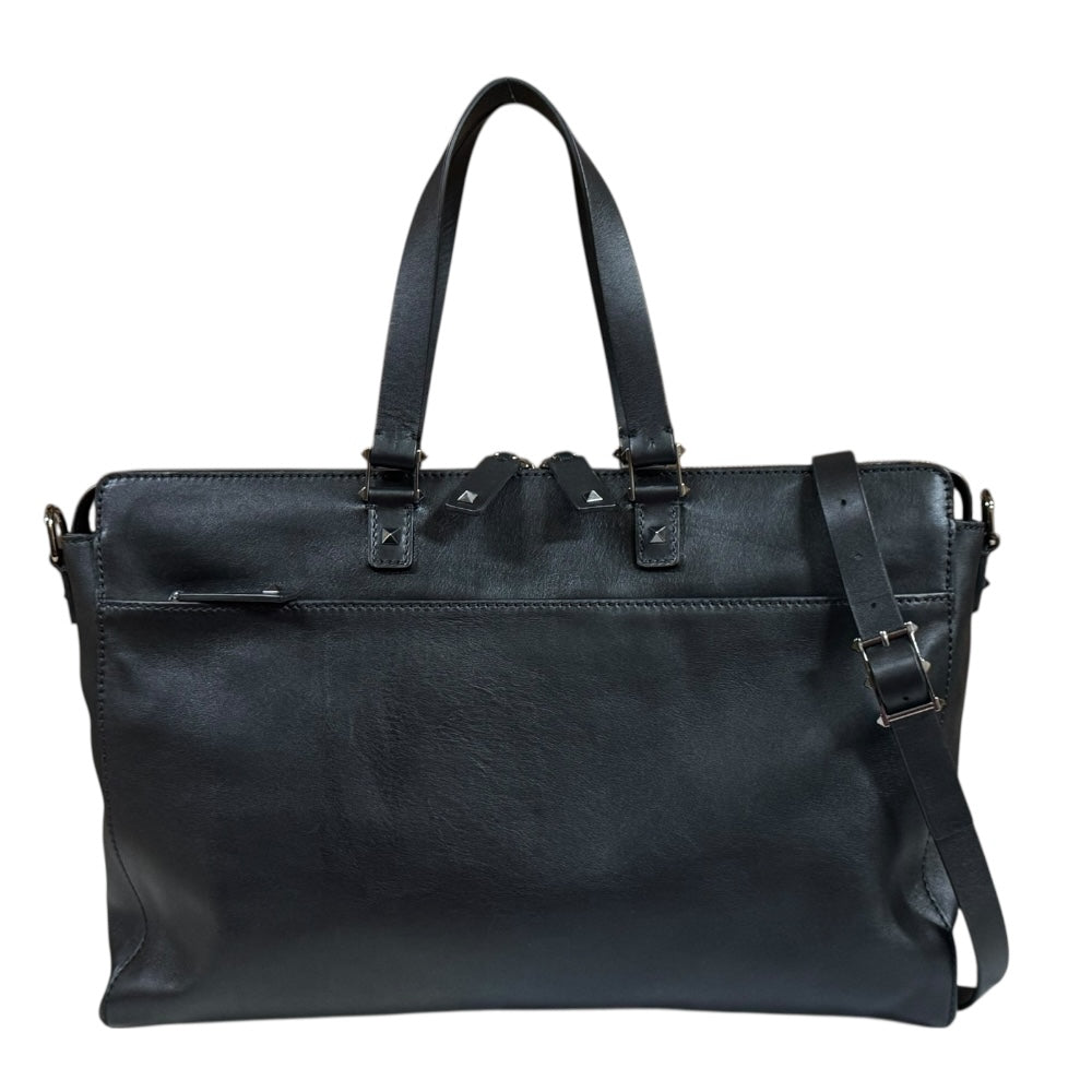 ヴァレンチノ ビジネスバッグ レザー ブラック メンズ Valentino  中古 Valentino ヴァレンチノ ビジネスバッグ レザー ブラック メンズ 中古