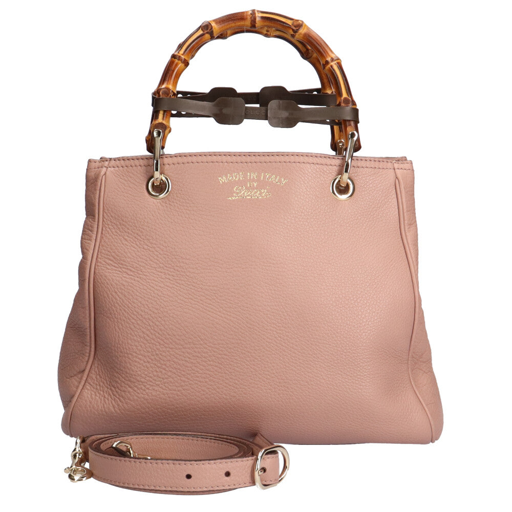 グッチ GUCCI バンブー ショルダーバッグ レザー ピンク レディース
