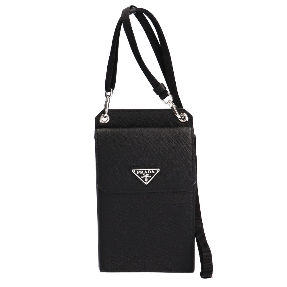 PRADA Smartphone Case Saffiano Shoulder Bag Leather NERO Unisex