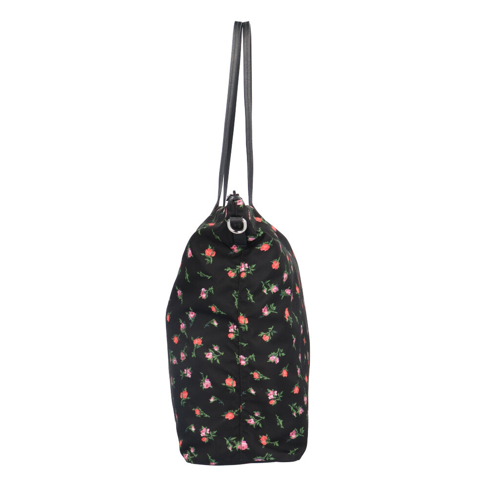 PRADA プラダ 花柄 ショルダーバッグ ナイロン ブラック レディース