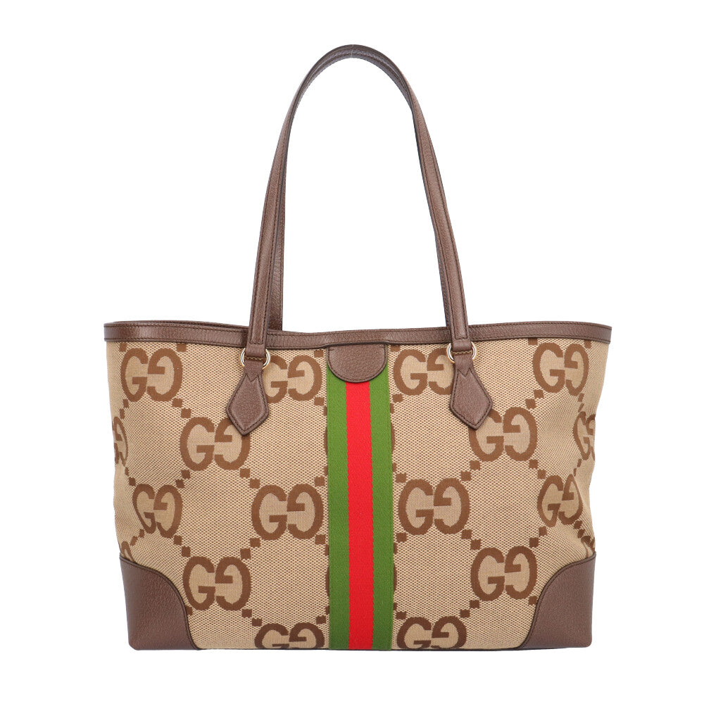 GUCCI Jumbo GG Ophidia Tote Bag Canvas Beige Women's Used [36