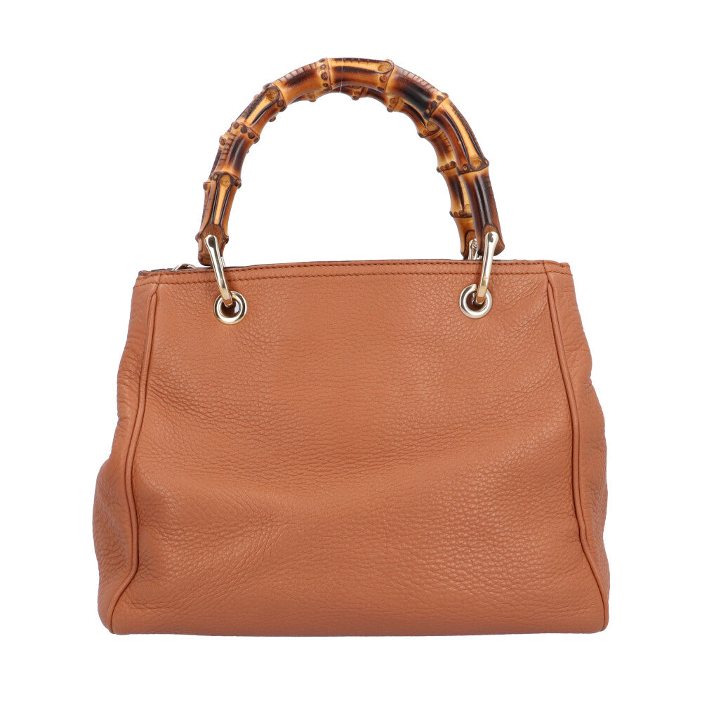 GUCCI グッチ バンブー ショルダーバッグ レザー ブラウン