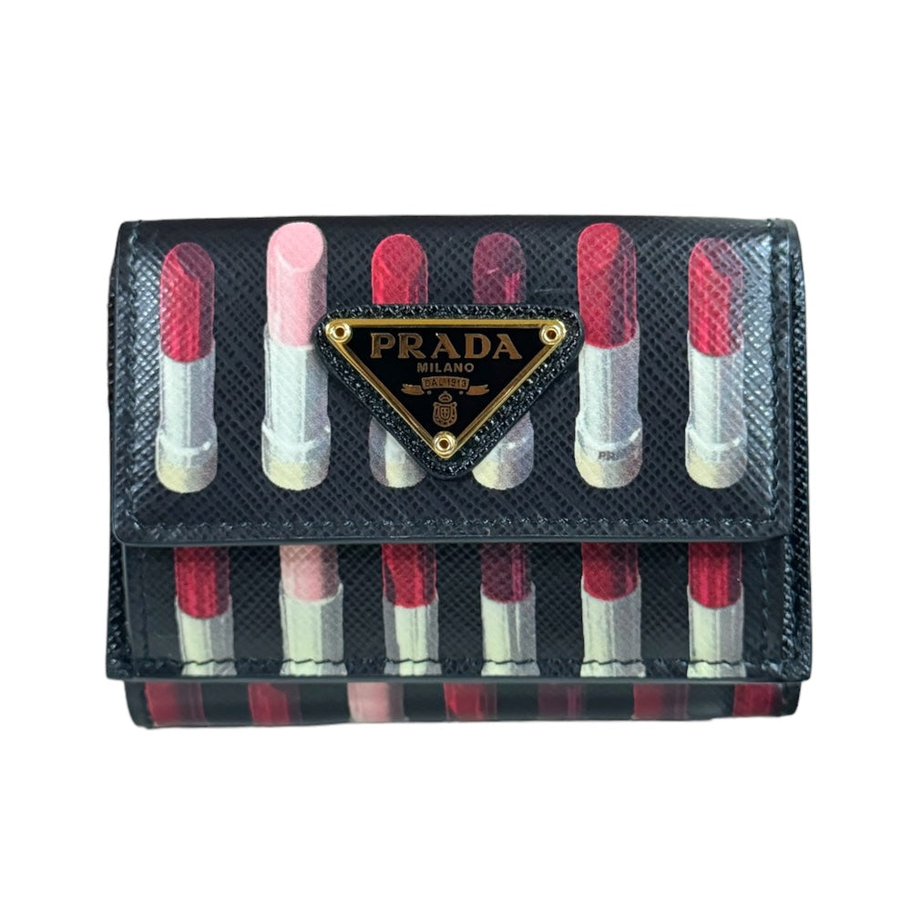 PRADA Prada Safiano Lipstick Pattern Pattern Wallet Leather Ladies