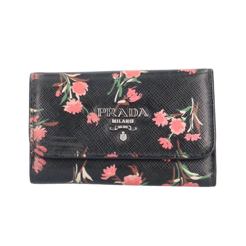 PRADA プラダ 花柄 サフィアーノ キーケース レザー レディース 中古