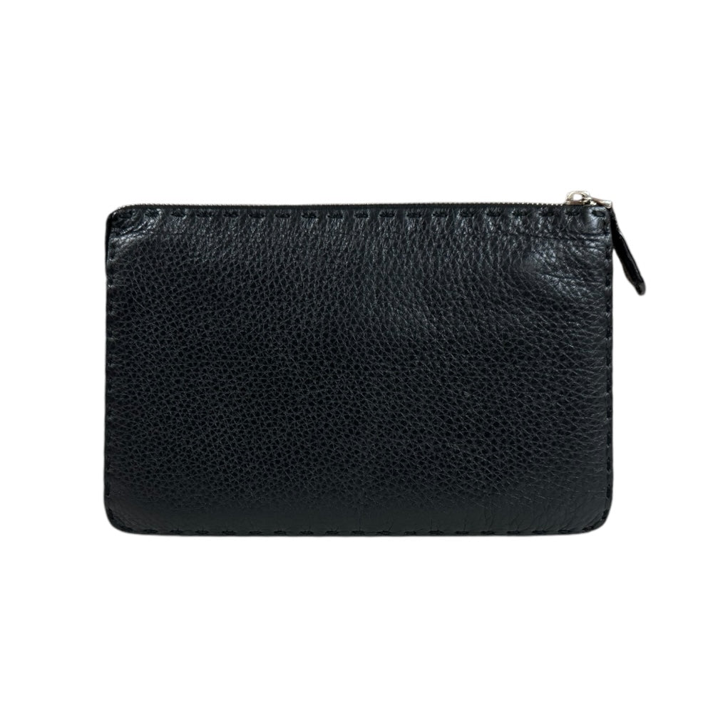 FENDI Fendi Bag Bags Ceria Clutch Bag Leather Black Men's Used
