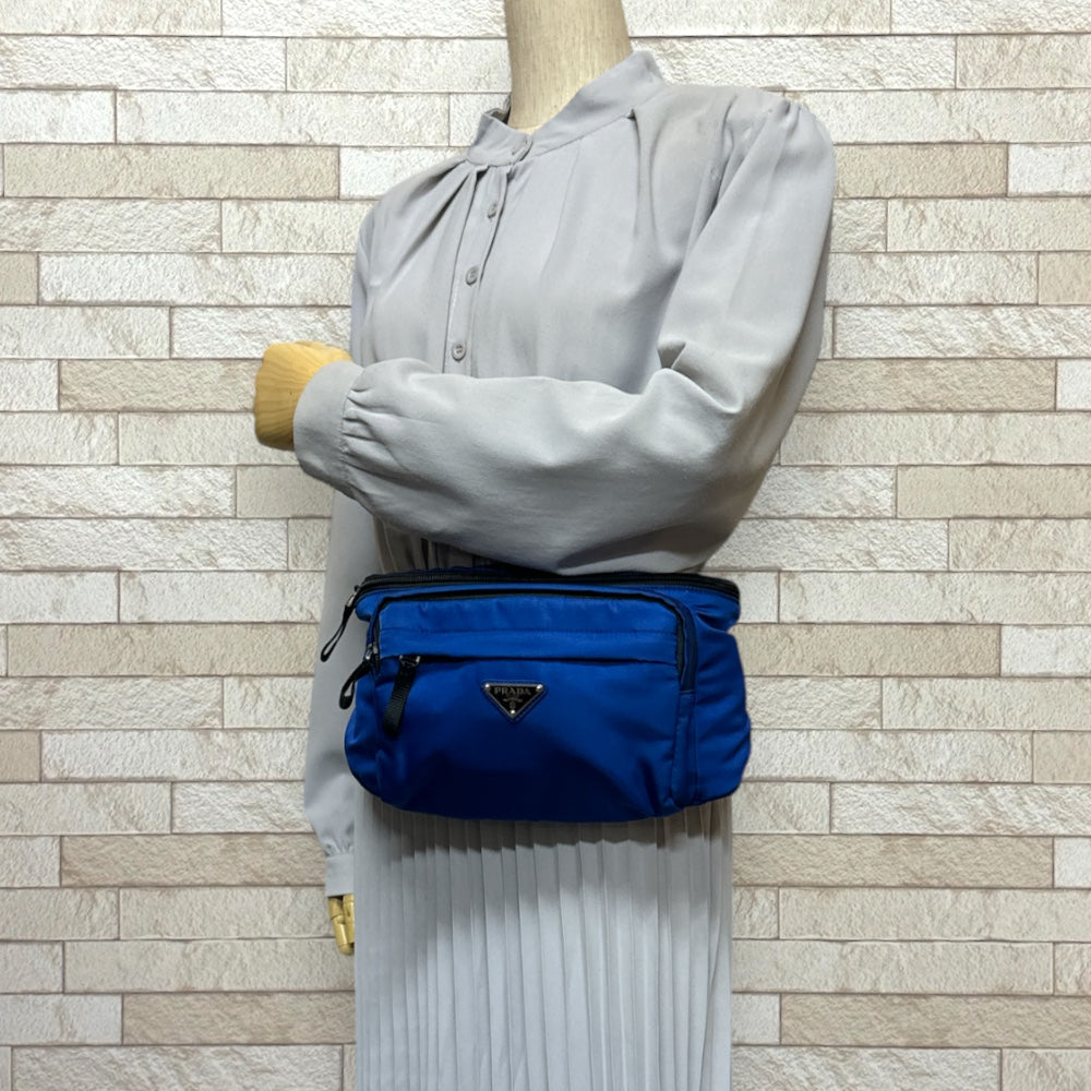 PRADA プラダ ボディバッグ ナイロン ブルー ユニセックス 中古