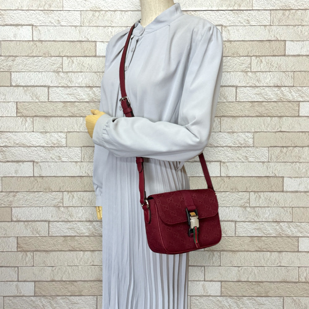 GUCCI グッチ ショルダーバッグ GGキャンバス レッド メンズ 中古