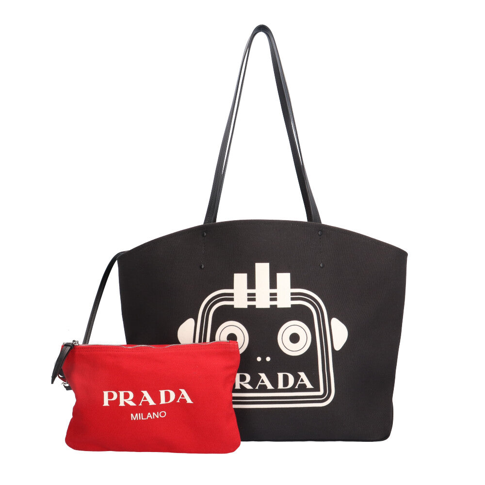 PRADA Prada Robot Tote Bag Canvas Black Unisex Used – 【公式