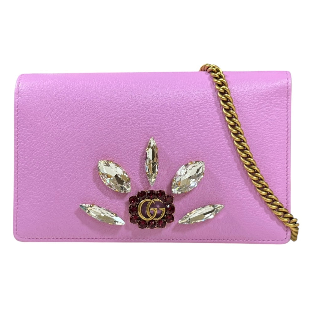 GUCCI グッチ クリスタルビジュー GGマーモント ショルダーバッグ 