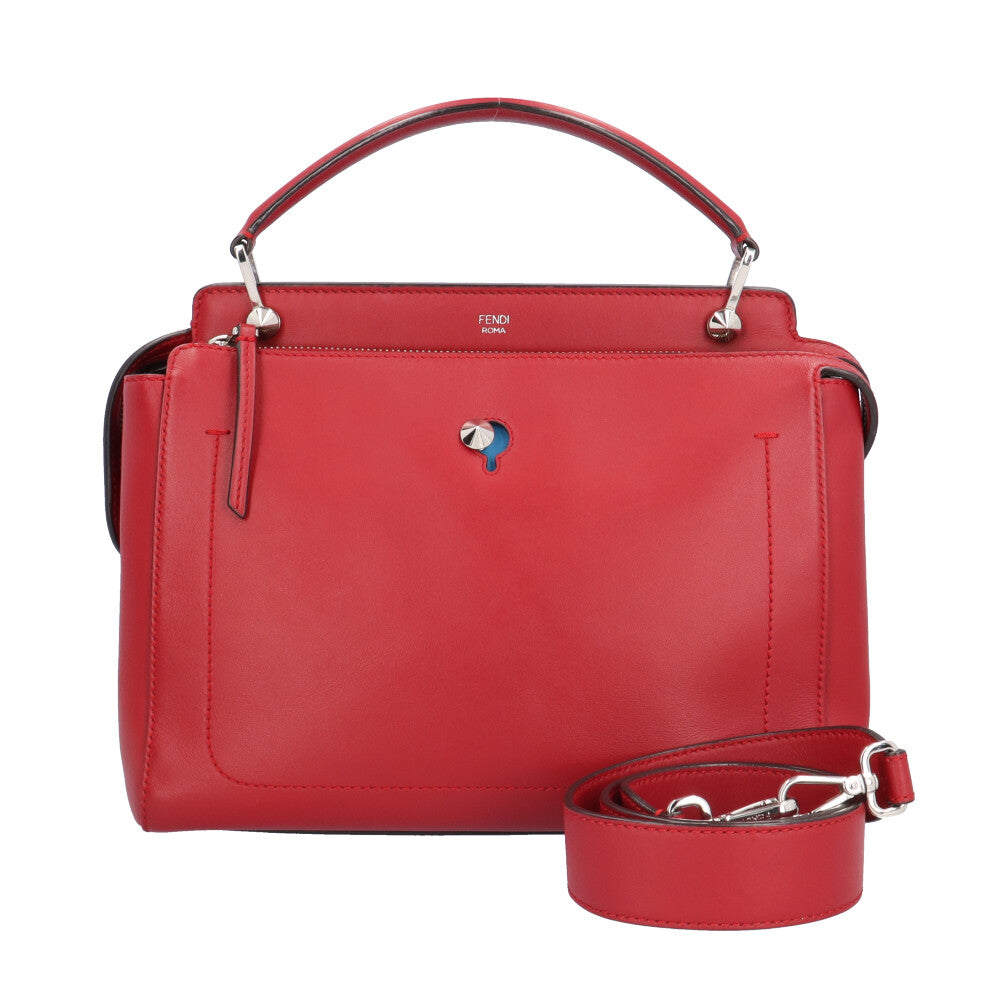FENDI フェンディ ドットコム ショルダーバッグ レザー レッド