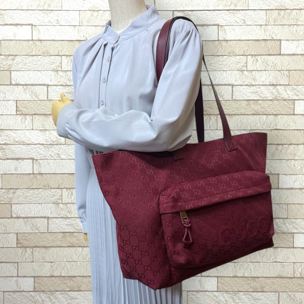 GUCCI グッチ トートバッグ GGキャンバス レッド レディース