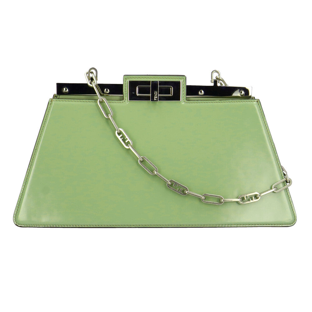 FENDI Peekaboo cut shoulder bag patent leather green ladies used