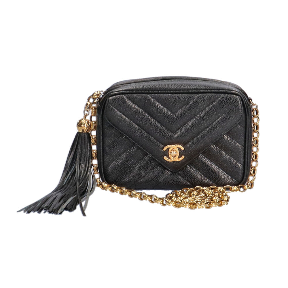 Chanel Tassel Chain Shoulder Bag Matte Caviar Skin Women's CHANEL