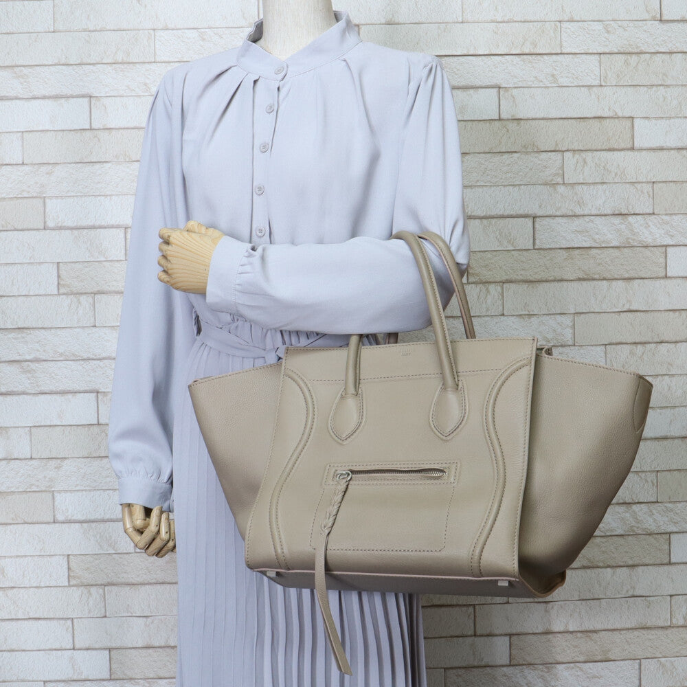 CELINE Luggage Phantom Handbag Leather Beige Women's Used – 【公式