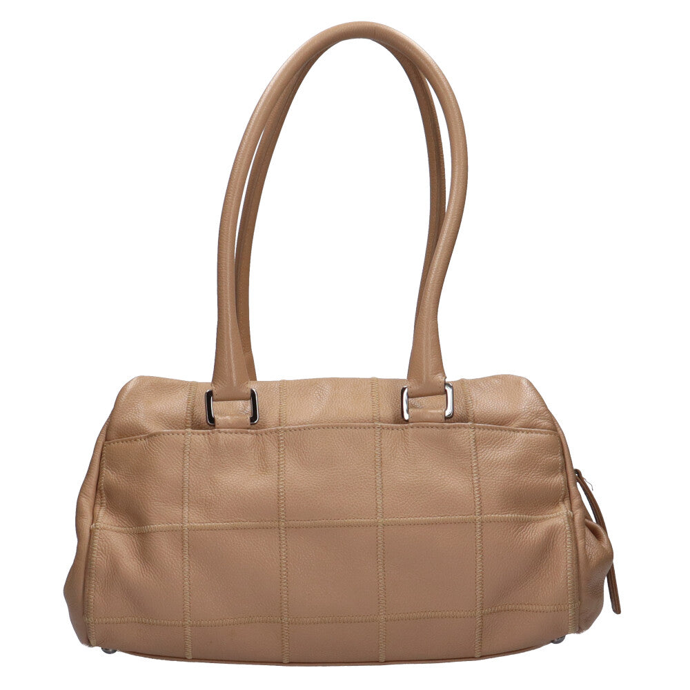 CHANEL Chocobar Shoulder Bag Matte Caviar Skin Beige Women's Used