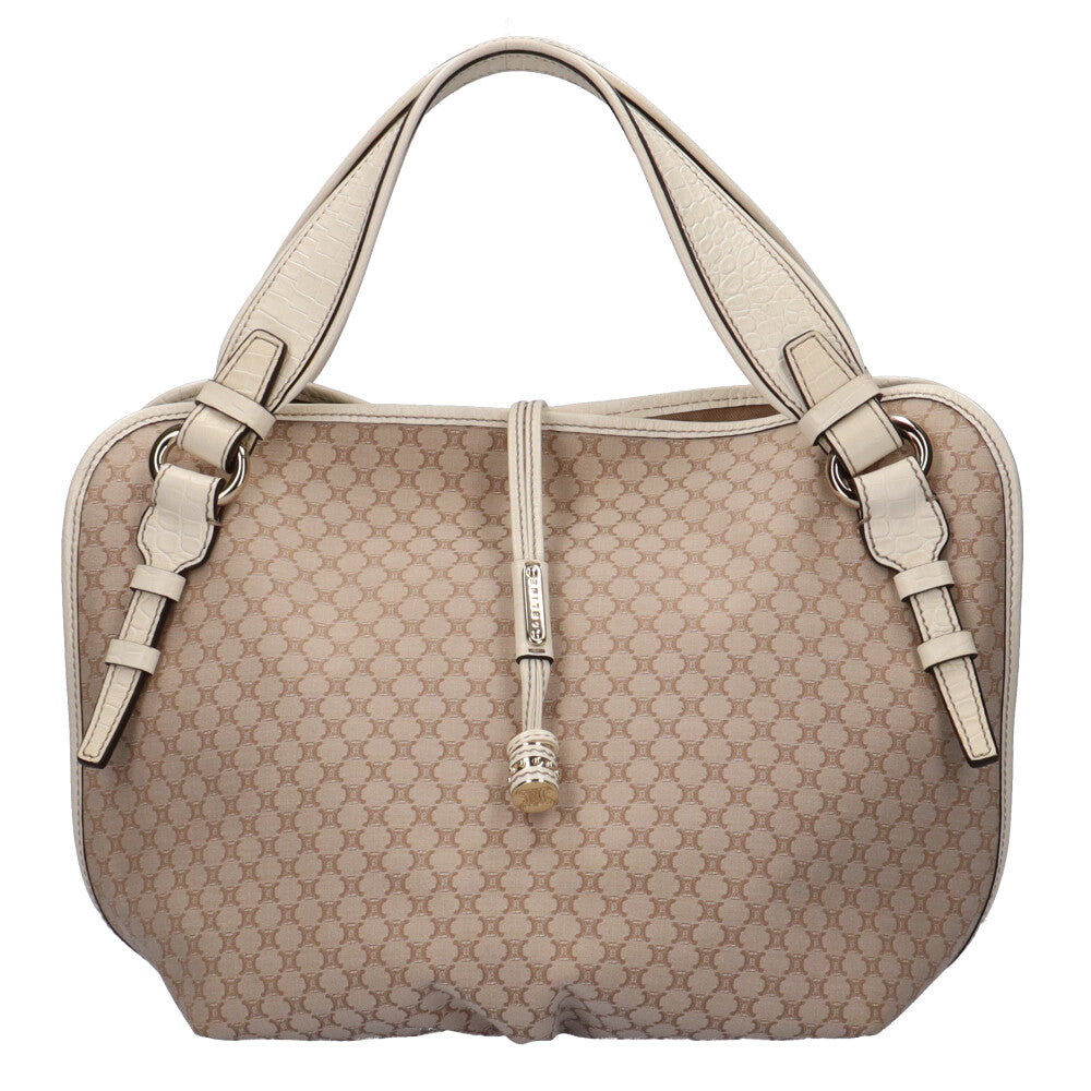 CELINE Bittersweet Macadam Shoulder Bag Canvas Beige Women