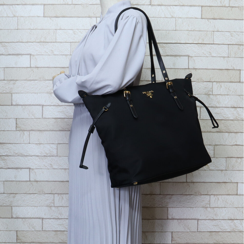 PRADA Tessuto Saffiano Tote Bag Nylon Black Women