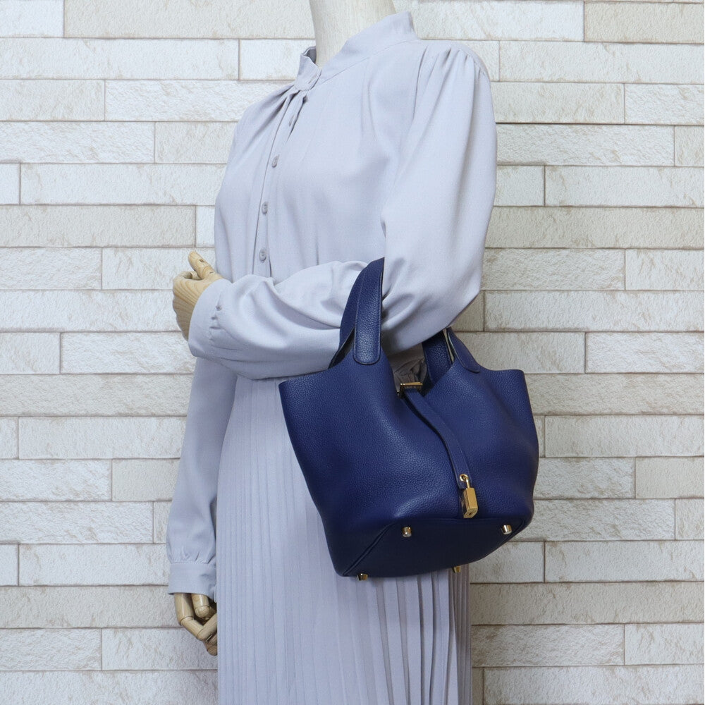 エルメス ピコタンロックPM ハンドバッグ トゴ ブルー レディース