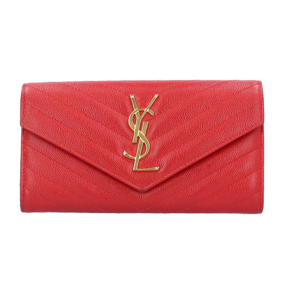 SAINT LAURENT サンローラン 長財布 赤 レッド サンローラン 長財布 レザー レディース SAINT LAURENT 【中古