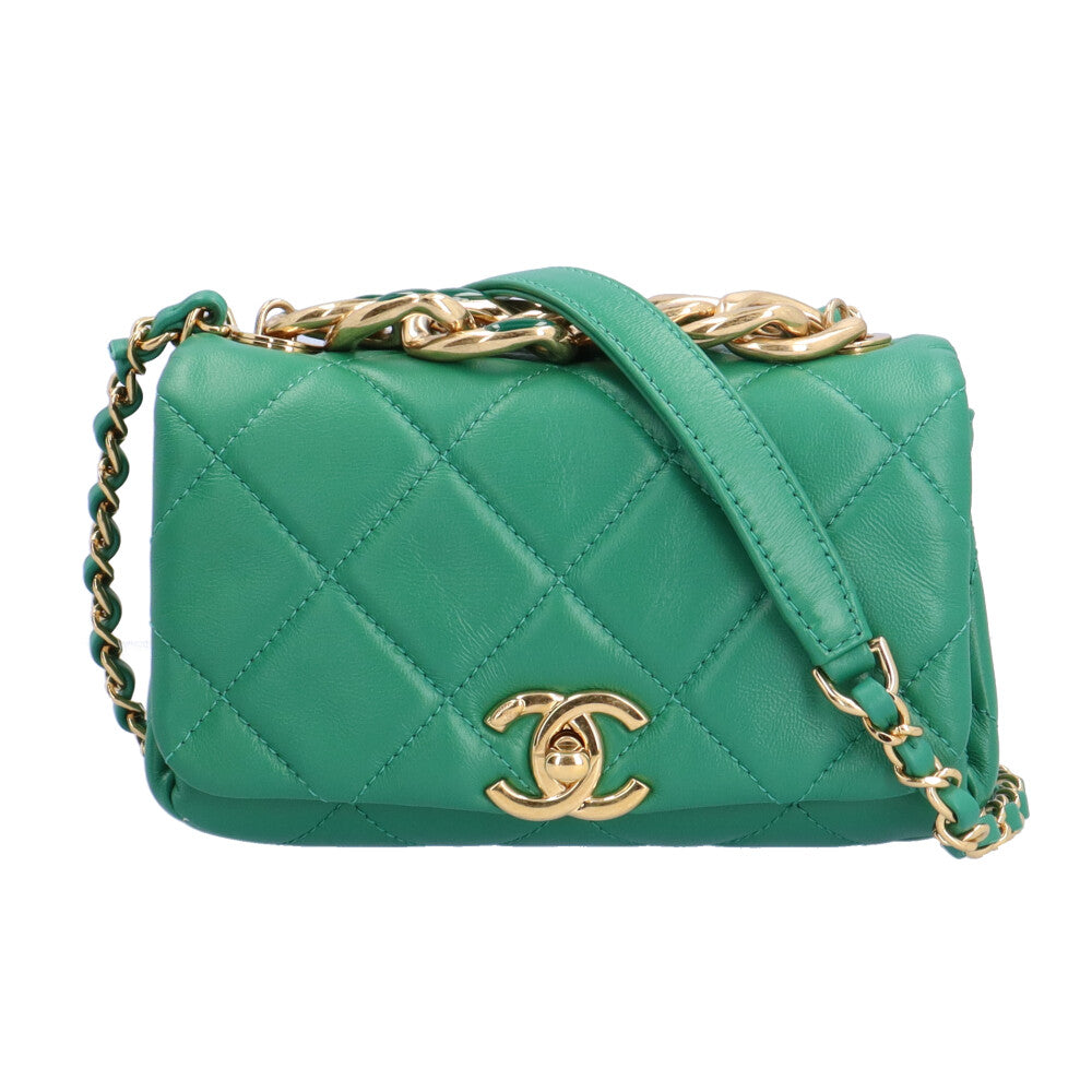 【中古】 CHANEL シャネル トップハンドル ２way チェーンショルダー ショルダーバッグ 23番台 ラムスキン ライトグリーン レディース 23032374 KJ シャネル ミニチェーンショルダー ショルダーバッグ ラムスキン