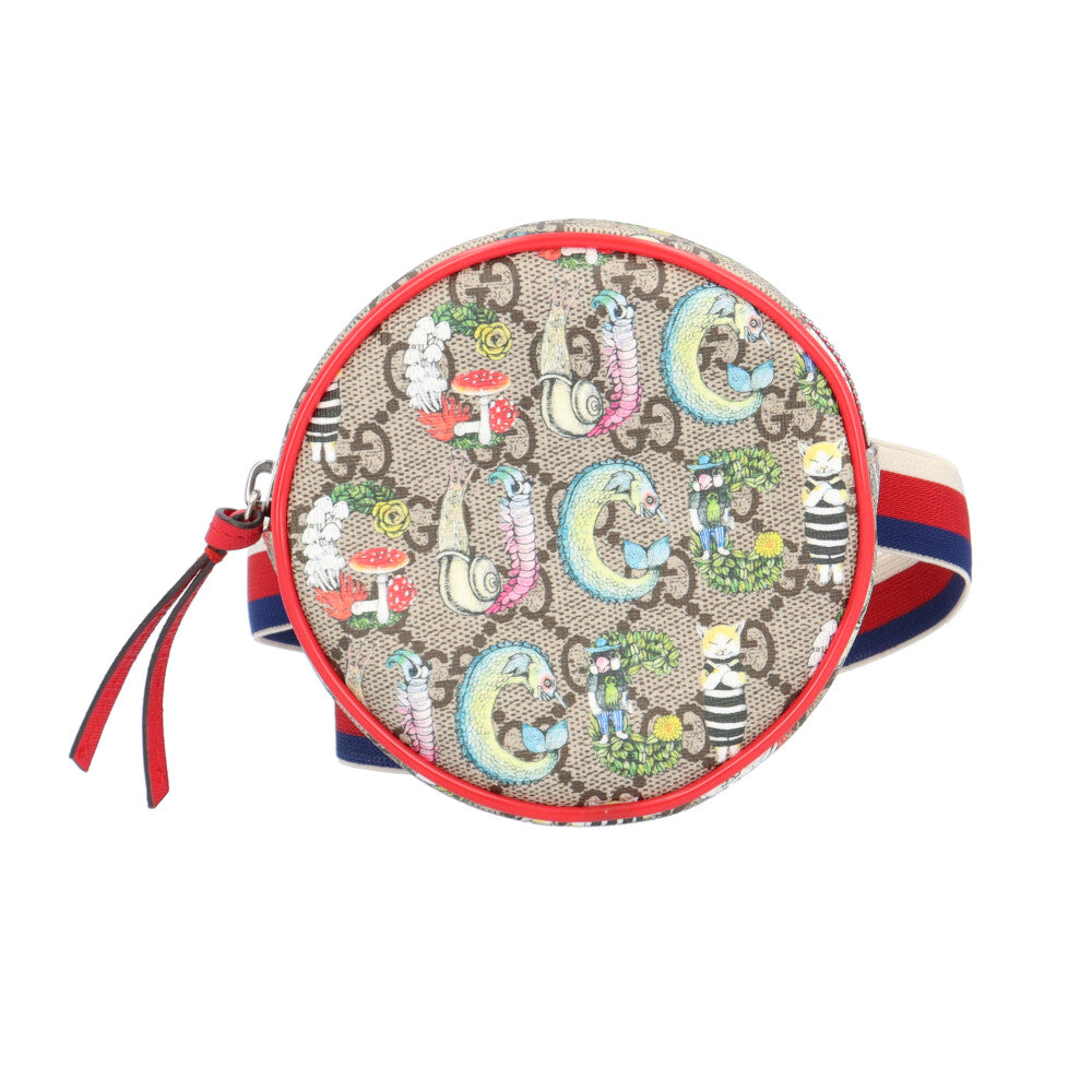 【未使用】GUCCI ヒグチユウコ ラウンドミニウエストポーチ バッグ グッチ ラウンドミニウエストポーチ GGスプリーム ヒグチユウココラボ
