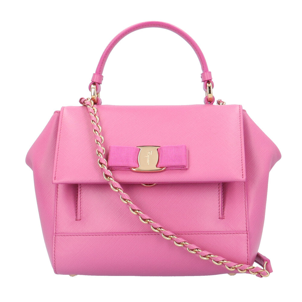 【美品】サルヴァトーレフェラガモ ヴァラ リボン ショルダーバッグ ピンク Salvatore Ferragamo サルヴァトーレフェラガモ ヴァラリボン