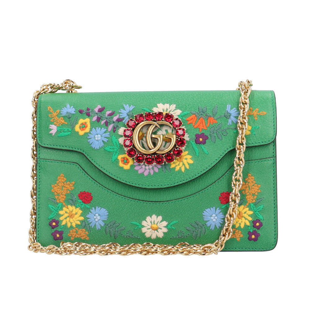 GUCCI グッチ フローラル キャット ショルダーバッグ コットンリネン