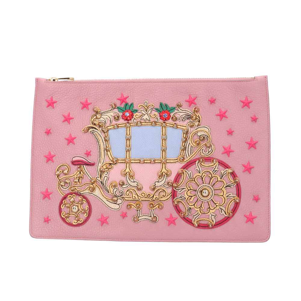 値下 新品 DOLCE\u0026GABBANA ドルガバ ピンク サテン クラッチバッグ ...