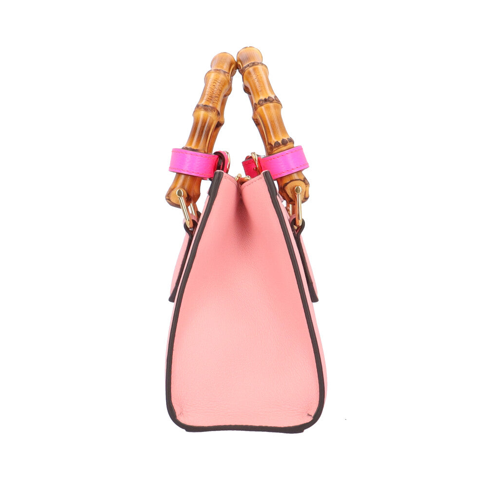 GUCCI グッチ ダイアナミニトート バンブー ショルダーバッグ レザー